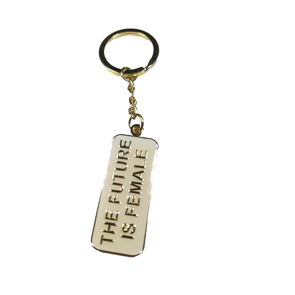 The Future Is Female Keychain Gold Tone Cream Inspiration